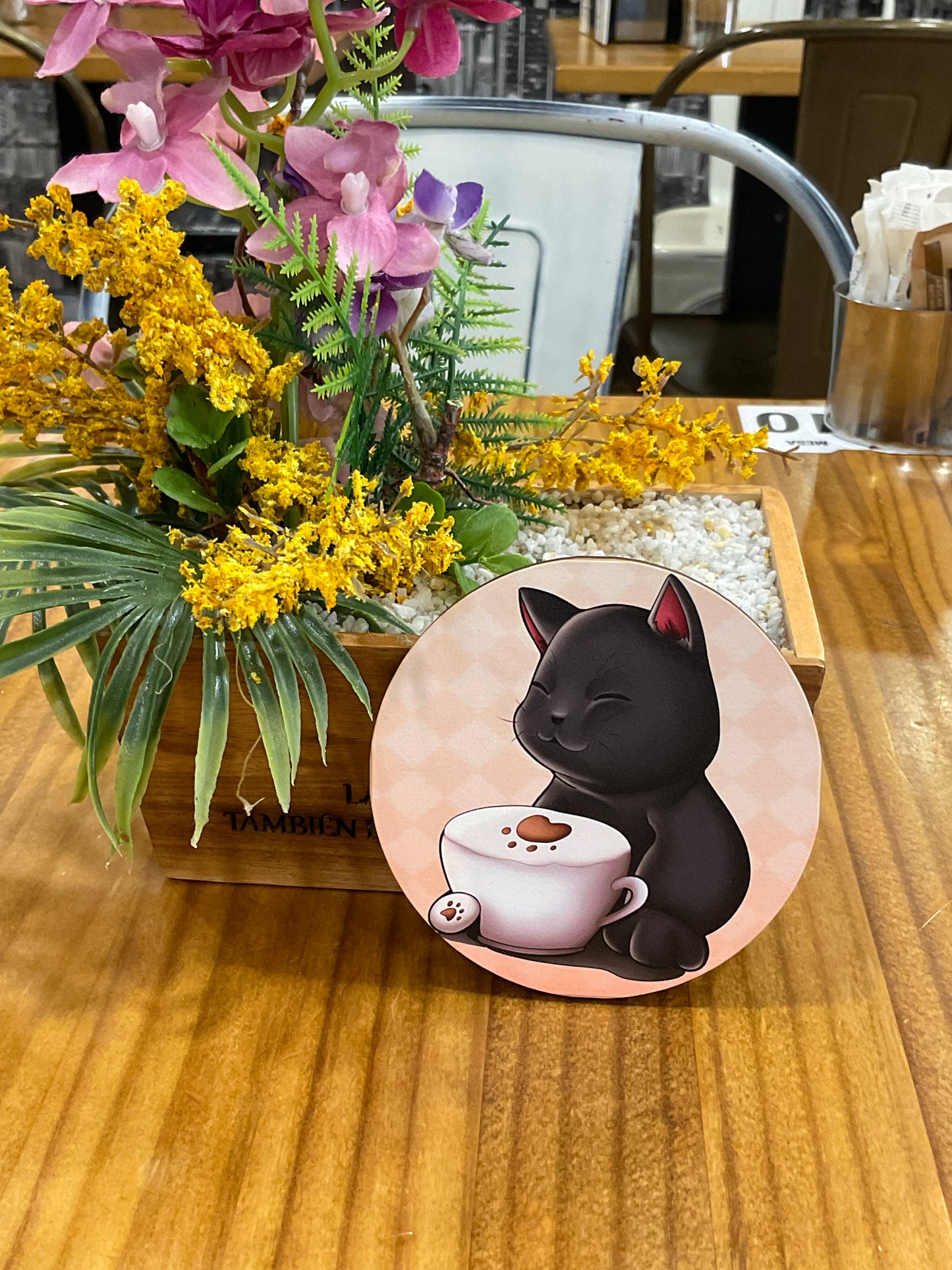 Catpuccino Wooden Coaster