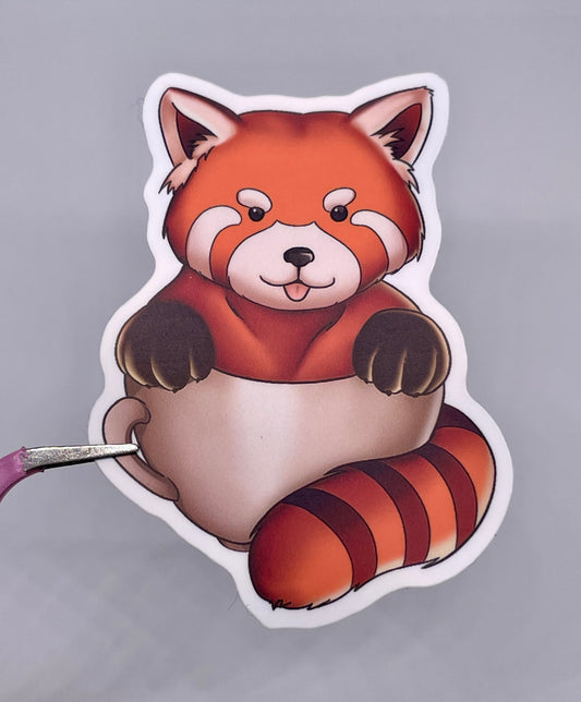 Red Panda Coffee Cup Matte Sticker