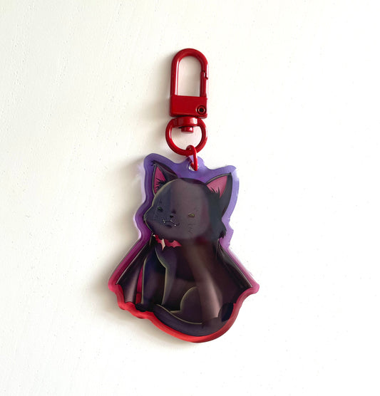 Llavero acrílico de gato vampiro
