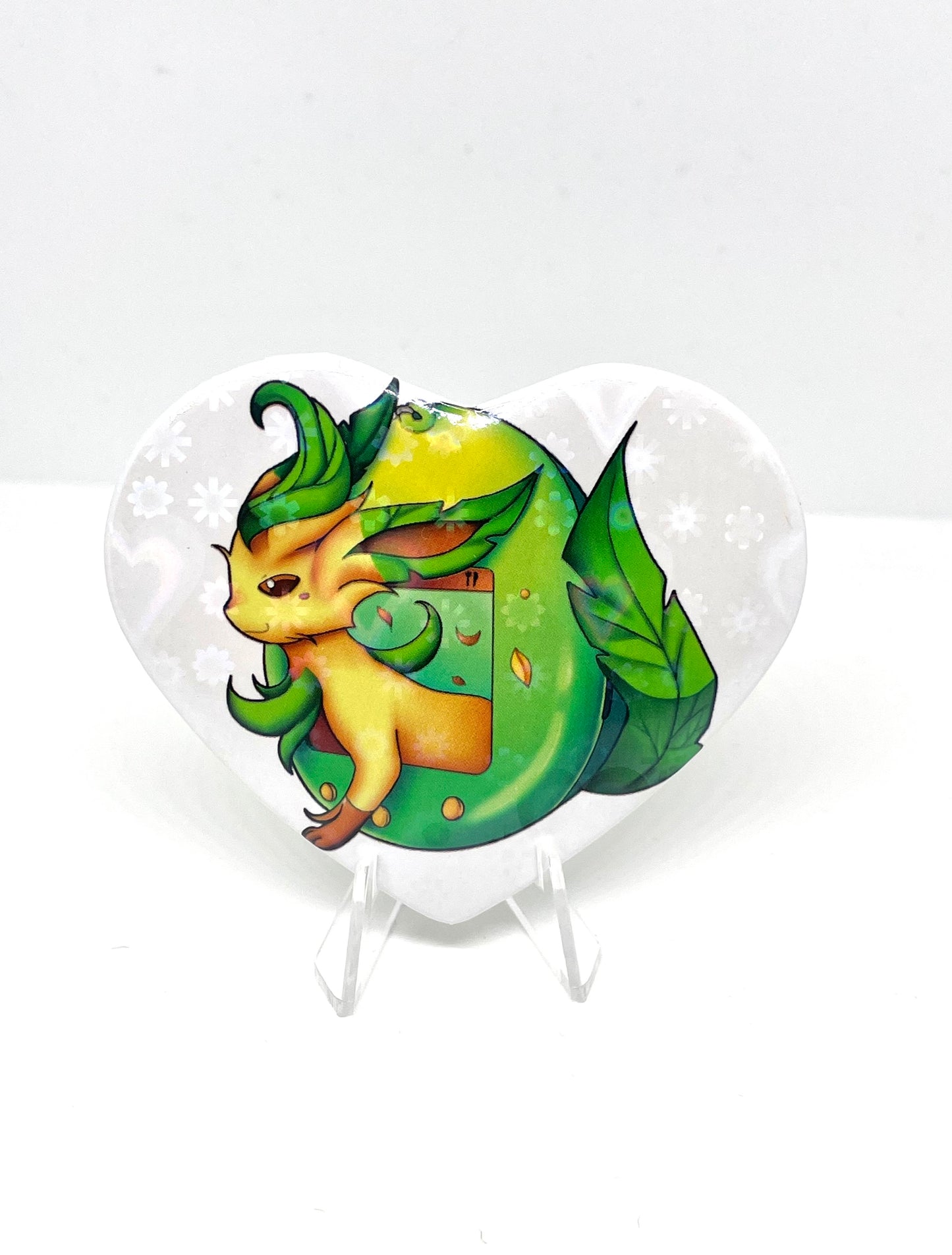 Pokemon: Leafeon Tamagotchi Heart Holographic Tinplate Badge