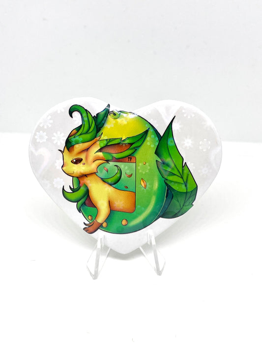 Pokemon: Leafeon Tamagotchi Heart Holographic Tinplate Badge
