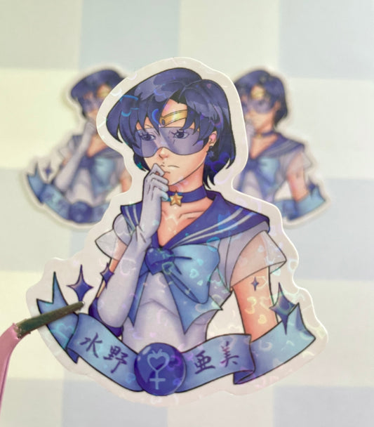 Autocollant holographique cœur Sailor Mercury