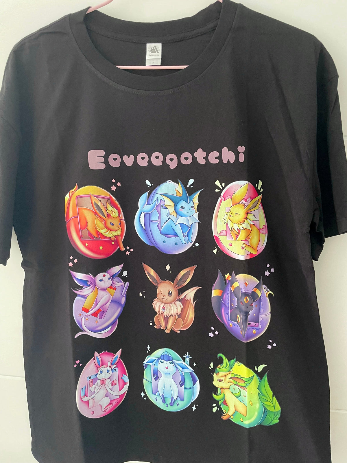Black Cotton Eeveegotchi Tshirt