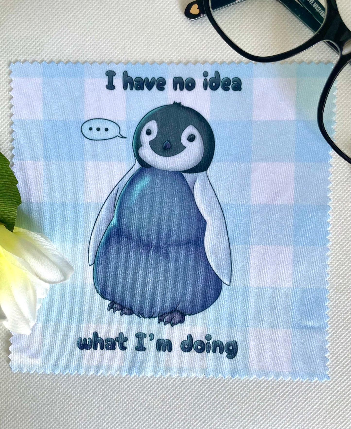 Confused Emperor Penguin Chick Glass Cloth