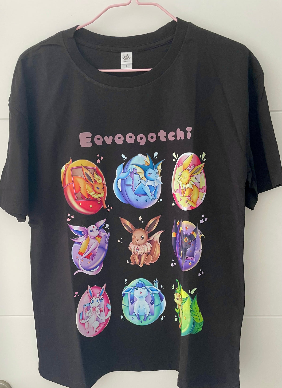 Black Cotton Eeveegotchi Tshirt