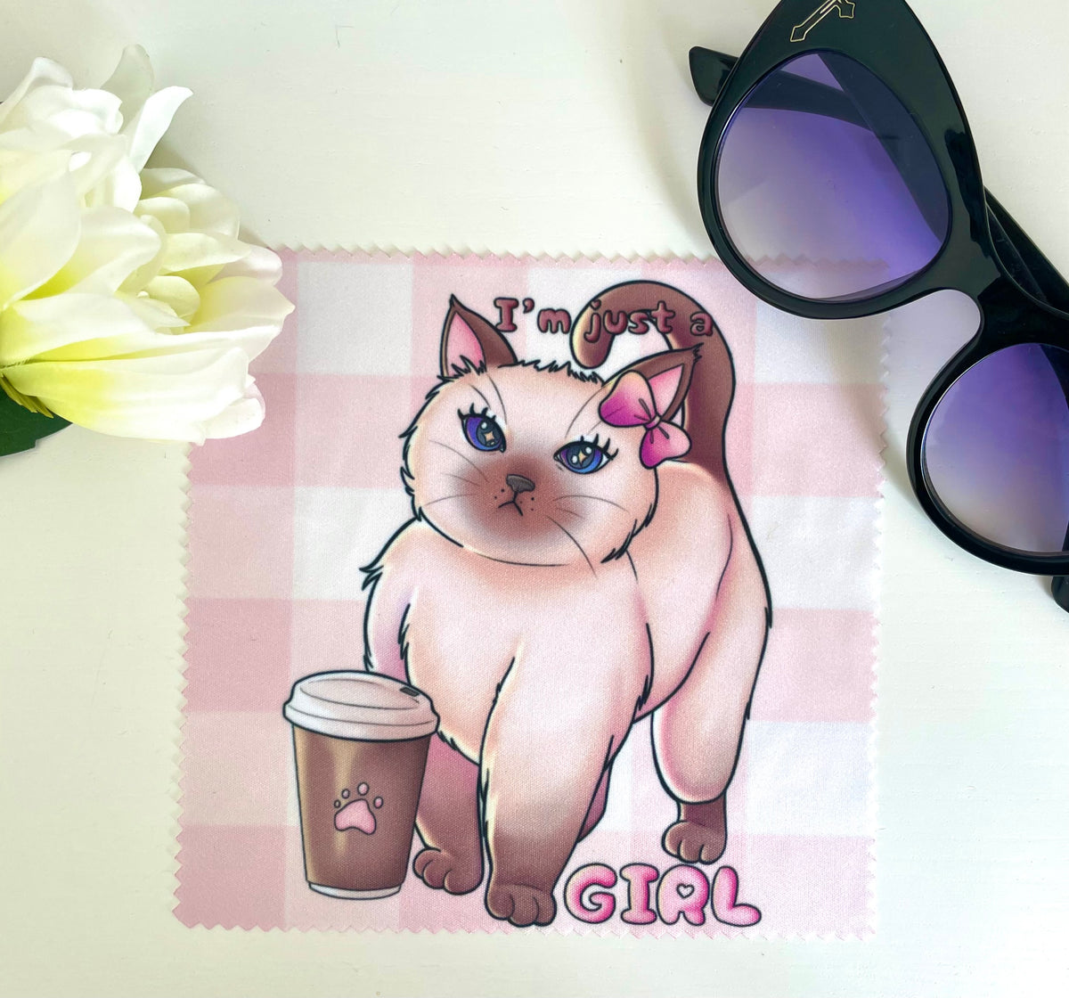 I’m Just A Girl Siamese Cat Coffee Glass Cloth