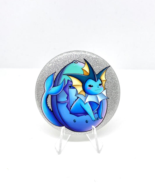 Pokegotchi: Vaporeon tinplate badge