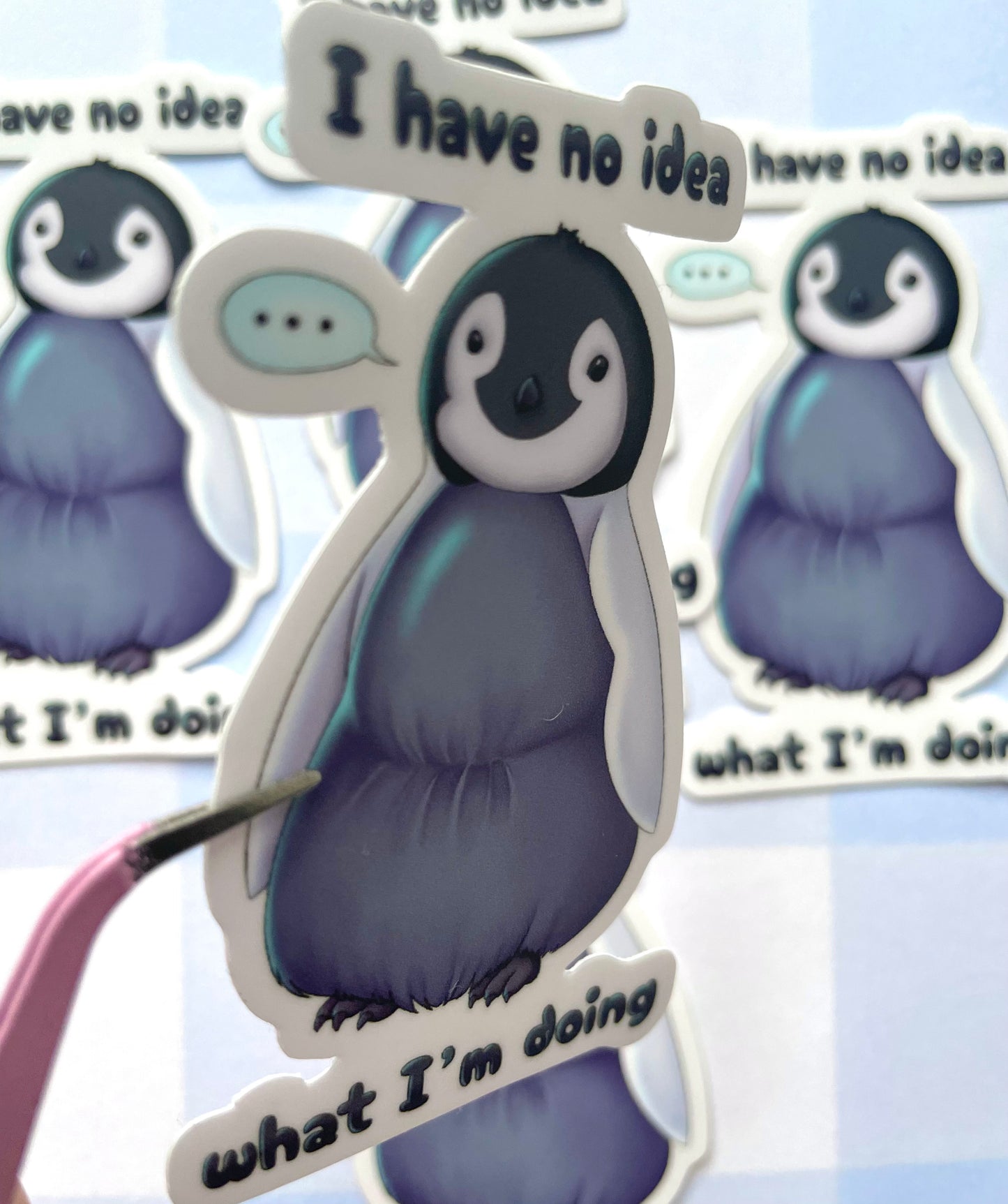 Confused Penguin 🐧 Matte Sticker
