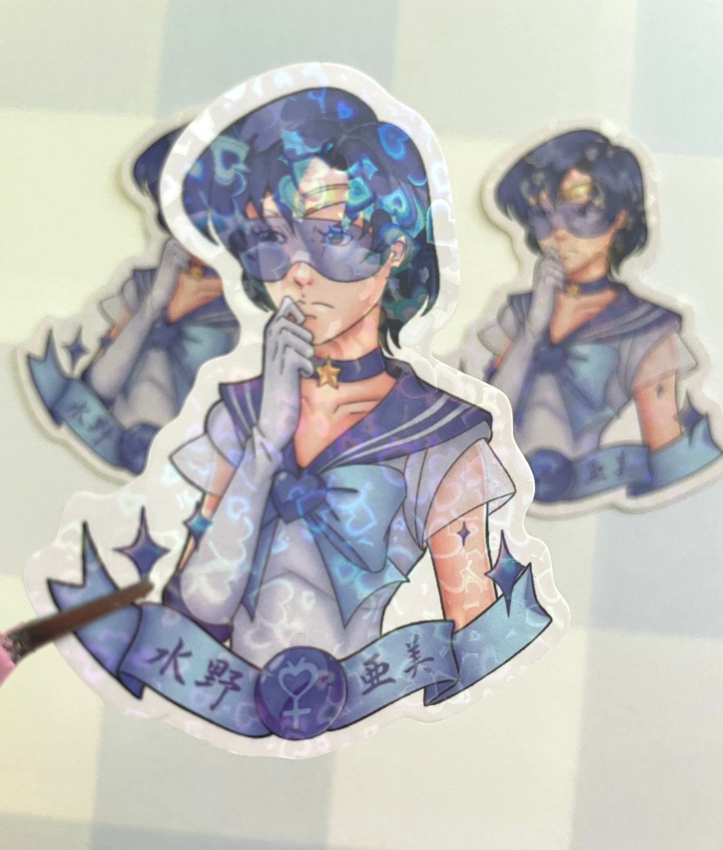 Sailor Mercury Heart Holographic Sticker