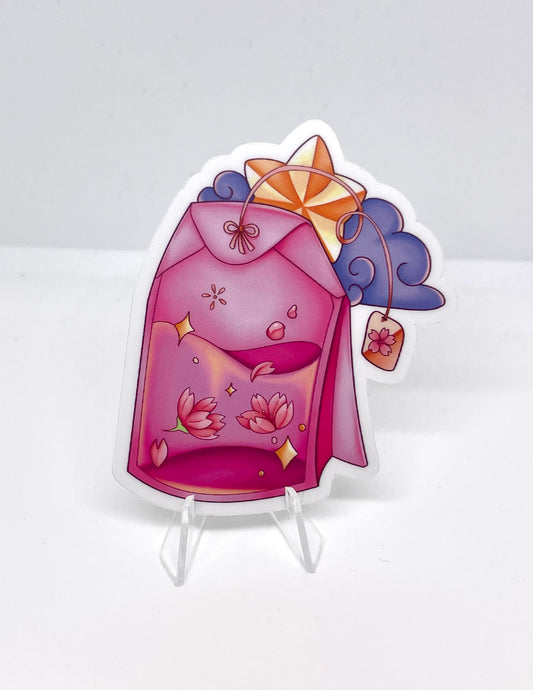 Sakura Tea Bag Matte Sticker