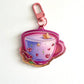 Llavero acrílico con té de Sakura